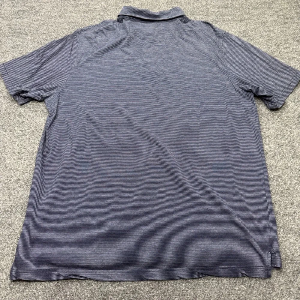 Peter Millar Mens XXL Navy Blue White Micro Stripe Pima Cotton Silk Polo Shirt - Picture 7 of 8